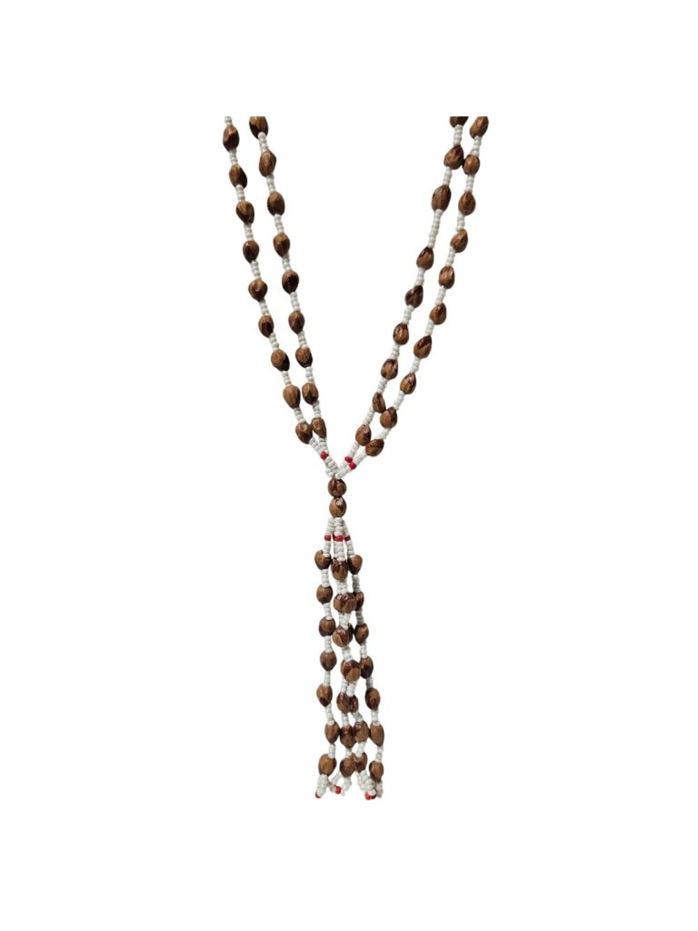 Handmade Beaded Necklace Seed Bead Double Strand Tassel Boho Cottagecore Jewelry
